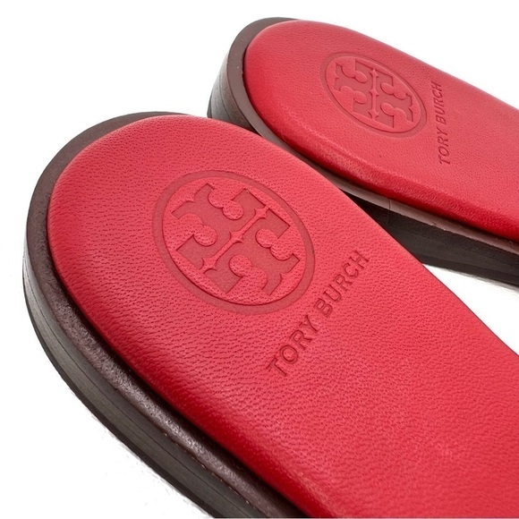Tory Burch Everly Chain Thong Sandals Size 6 Bearberry Red Flip Flops 88335 New - Picture 9 of 13